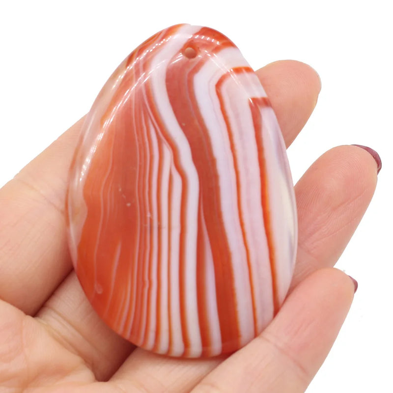 Striped Agates Pendant Charms for Jewelry Making - Water Drop Shape