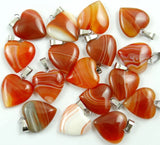 Striped Agate Quartz Crystal Tiger Eye Opal Heart Charm Pendant