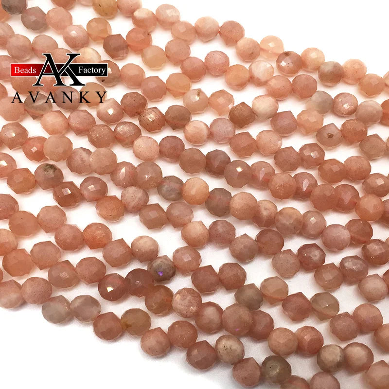 6MM Faceted Sun Stone Drop Beads for DIY Jewelry Making