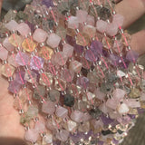 Natural Stone Crystal Beads 10mm Faceted Rhombus Shape DIY Bracelet