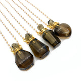 Natural Stone Tea Crystal Perfume Bottle Necklace Charm