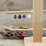 Natural Stone Teardrop Earrings Reiki Crystal Faceted Drop Beads Women Hook Eard