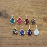 Natural Stone Teardrop Earrings Reiki Crystal Faceted Drop Beads Women Hook Eard