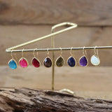 Natural Stone Teardrop Earrings Reiki Crystal Faceted Drop Beads Women Hook Eard