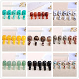 Natural Stone Three Hole Beads 12-20mm Column Shape Jewelry 5Pcs