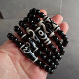Tibetan Dzi Bracelet Ruyi Nine Eyes Charm Agates Stone Strand Bracelet