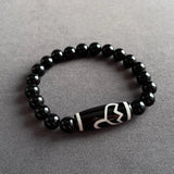 Tibetan Dzi Bracelet Ruyi Nine Eyes Charm Agates Stone Strand Bracelet
