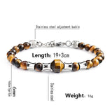 Tiger's Eye Agate Man Bracelet Stainless Steel Jewelry
