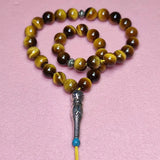 Tiger`s Eye Stone 8mm Islamic Rosary Muslim Tasbih Handheld Counter