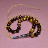 Tiger`s Eye Stone 8mm Islamic Rosary Muslim Tasbih Handheld Counter