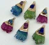 Titanium Quartz Crystal Pendant for Jewelry Making 6PCS