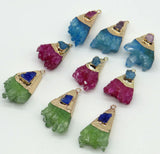 Titanium Quartz Crystal Pendant for Jewelry Making 6PCS