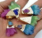 Titanium Quartz Crystal Pendant for Jewelry Making 6PCS