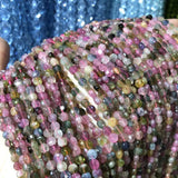 Natural Stone Tourmaline Beaded 4mm Faceted Loose Isolation Beads