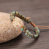 Tree Of Life Charm Bracelet Natural Stone Beads Braided Yoga Jewelry