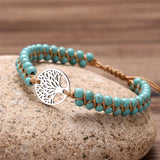 Tree Of Life Charm Bracelet Natural Stone Beads Braided Yoga Jewelry