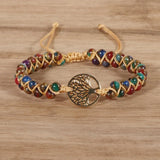 Tree Of Life Charm Bracelet Natural Stone Beads Braided Yoga Jewelry