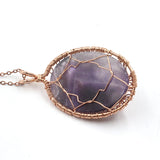 Tree of Life Pendant Wire Wrap Pendulum Quartz Suspension Reiki