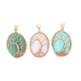 Tree of Life Pendant Wire Wrap Pendulum Quartz Suspension Reiki