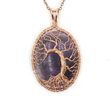 Tree of Life Pendant Wire Wrap Pendulum Quartz Suspension Reiki