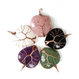Tree of Life Pendant Necklace - Natural Stone, Copper Wire Heart