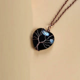 Tree of Life Pendant Necklace - Natural Stone, Copper Wire Heart