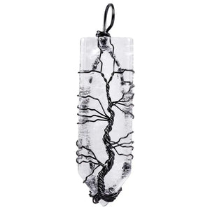 Stone Tree of Life Wire Wrapped Sword Pendant Necklace
