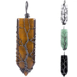 Stone Tree of Life Wire Wrapped Sword Pendant Necklace