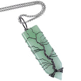 Stone Tree of Life Wire Wrapped Sword Pendant Necklace
