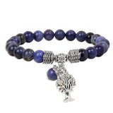 Natural Stone Tree of Life Pendant Agates Beads Charm Bracelet