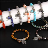 Natural Stone Tree of Life Pendant Agates Beads Charm Bracelet