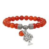 Natural Stone Tree of Life Pendant Agates Beads Charm Bracelet