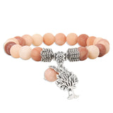 Natural Stone Tree of Life Pendant Agates Beads Charm Bracelet