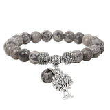 Natural Stone Tree of Life Pendant Agates Beads Charm Bracelet