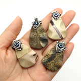 Green Pine Stone Triangle Pendant with Rhinestone Eye