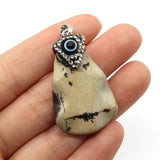 Green Pine Stone Triangle Pendant with Rhinestone Eye