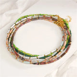Natural Stone Tube Beads Necklaces Bohemia Choker Clavicle Chain