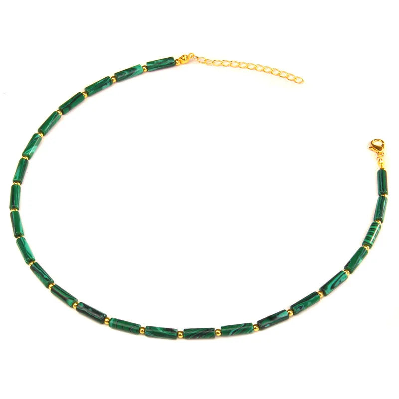 Natural Stone Tube Beads Necklaces Bohemia Choker Clavicle Chain