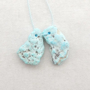 Turquoise Gemstone Nugget Women Earring Bead 20x11x4mm