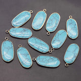 Turquoise Multicolor Ellipse Gilt Edge Necklace Pendants 8Pcs