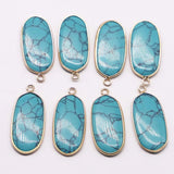 Turquoise Multicolor Ellipse Gilt Edge Necklace Pendants 8Pcs