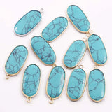 Turquoise Multicolor Ellipse Gilt Edge Necklace Pendants 8Pcs