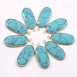 Turquoise Multicolor Ellipse Gilt Edge Necklace Pendants 8Pcs