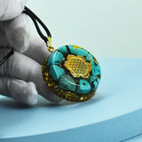 Turquoise Orgone Pendant Wicca Reiki Healing Meditation Necklace