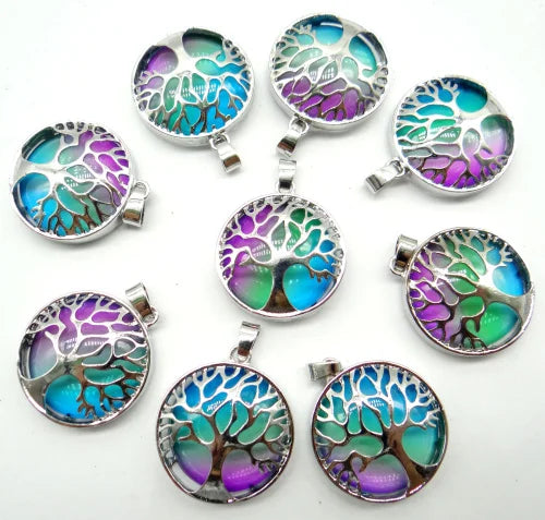 Turquoise Quartz Crystal Tiger Eye Tree of Life Pendant for DIY Jewelry Making