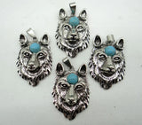 Natural Stone Wolf head Pendant for diy necklace 5pcs