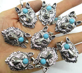 Natural Stone Wolf head Pendant for diy necklace 5pcs