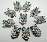 Natural Stone Wolf head Pendant for diy necklace 5pcs