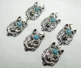 Natural Stone Wolf head Pendant for diy necklace 5pcs