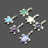 Natural Stone Turtle Shape Pendant Necklace Tortoise Reiki Charm Crystal